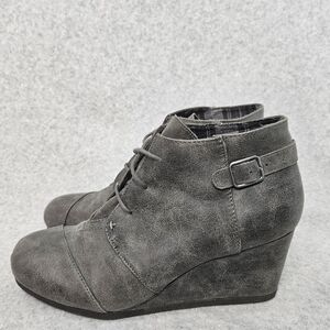 Maurices Women's 10 Cheri Gray Wedge Bootie‎ Faux Suede Look